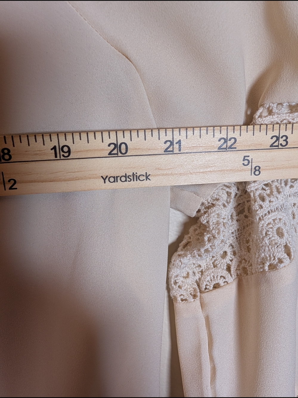 Adiva Ivory Lace Trim Boho Peasant Blouse Women’s Large Bell Sleeve Cream Top - Picture 8 of 13